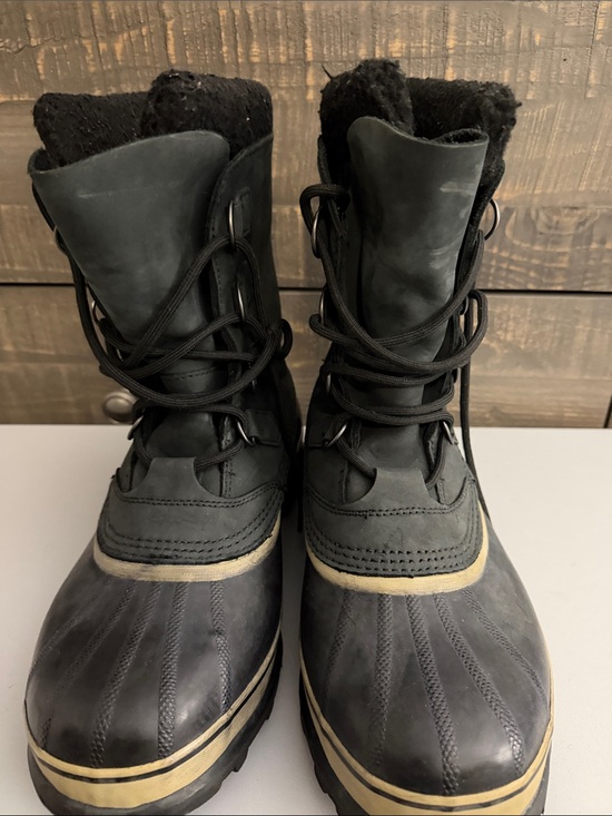 Sorel Black and Cream Caribou Waterproof Winter Boots main image 5